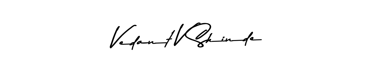 This is the best signature style for the Vedant V Shinde name. Also you like these signature font (Asem Kandis PERSONAL USE). Mix name signature. Vedant V Shinde signature style 9 images and pictures png