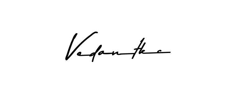 Make a beautiful signature design for name Vedantkc. With this signature (Asem Kandis PERSONAL USE) style, you can create a handwritten signature for free. Vedantkc signature style 9 images and pictures png