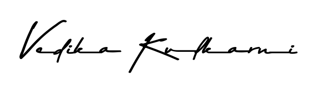 Designed for modern professionals: Vedika Kulkarni name signature crafted with Asem Kandis PERSONAL USE script. Ready for digital PDF workflows. Vedika Kulkarni signature style 9 images and pictures png