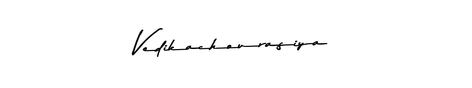 Make a beautiful signature design for name Vedikachourasiya. With this signature (Asem Kandis PERSONAL USE) style, you can create a handwritten signature for free. Vedikachourasiya signature style 9 images and pictures png