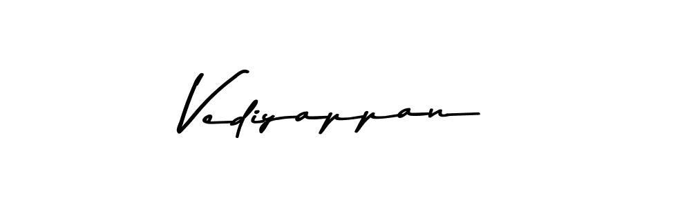 How to make Vediyappan name signature. Use Asem Kandis PERSONAL USE style for creating short signs online. This is the latest handwritten sign. Vediyappan signature style 9 images and pictures png