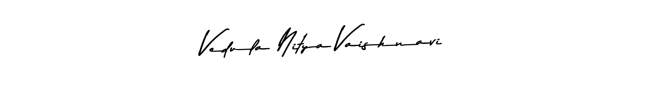 You should practise on your own different ways (Asem Kandis PERSONAL USE) to write your name (Vedula Nitya Vaishnavi) in signature. don't let someone else do it for you. Vedula Nitya Vaishnavi signature style 9 images and pictures png