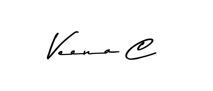 Design your own signature with our free online signature maker. With this signature software, you can create a handwritten (Asem Kandis PERSONAL USE) signature for name Veena C. Veena C signature style 9 images and pictures png