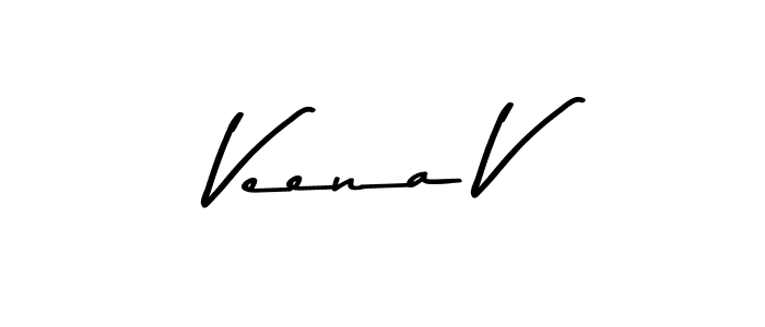 Make a beautiful signature design for name Veena V. With this signature (Asem Kandis PERSONAL USE) style, you can create a handwritten signature for free. Veena V signature style 9 images and pictures png