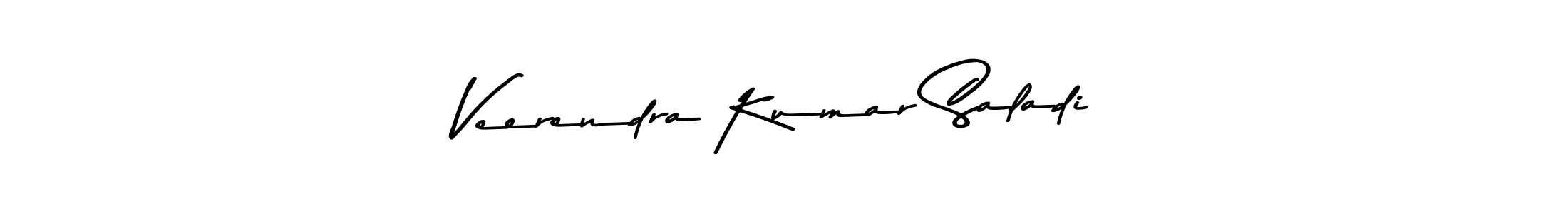 How to make Veerendra Kumar Saladi name signature. Use Asem Kandis PERSONAL USE style for creating short signs online. This is the latest handwritten sign. Veerendra Kumar Saladi signature style 9 images and pictures png