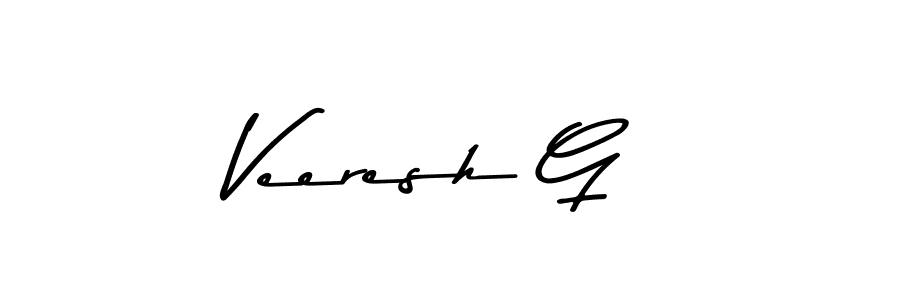 Make a beautiful signature design for name Veeresh G. With this signature (Asem Kandis PERSONAL USE) style, you can create a handwritten signature for free. Veeresh G signature style 9 images and pictures png