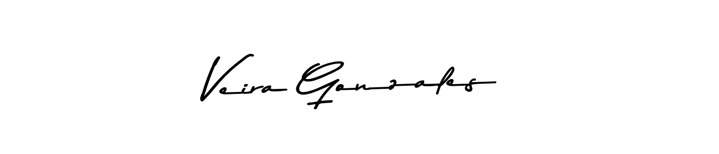 How to make Veira Gonzales name signature. Use Asem Kandis PERSONAL USE style for creating short signs online. This is the latest handwritten sign. Veira Gonzales signature style 9 images and pictures png