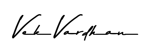 Create your official email sign-off with Vek Vardhan name in Asem Kandis PERSONAL USE style. Crisp, clean, and perfectly legible across all screens. Vek Vardhan signature style 9 images and pictures png