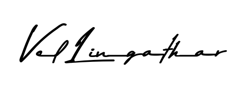 Create your official email sign-off with Vel Lingathar name in Asem Kandis PERSONAL USE style. Crisp, clean, and perfectly legible across all screens. Vel Lingathar signature style 9 images and pictures png