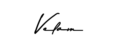 A sleek calligraphic signature for name Velam utilizing Asem Kandis PERSONAL USE styling. Great for adding personal signatures to photos and art. Velam signature style 9 images and pictures png