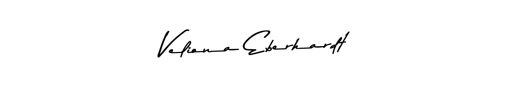 How to make Veliona Eberhardt name signature. Use Asem Kandis PERSONAL USE style for creating short signs online. This is the latest handwritten sign. Veliona Eberhardt signature style 9 images and pictures png