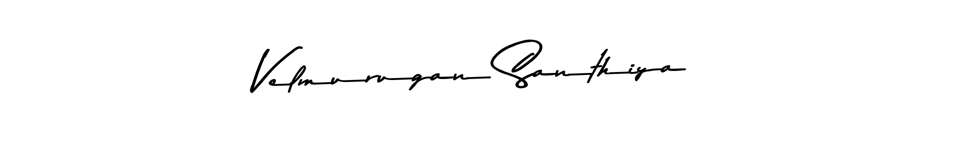 How to make Velmurugan Santhiya name signature. Use Asem Kandis PERSONAL USE style for creating short signs online. This is the latest handwritten sign. Velmurugan Santhiya signature style 9 images and pictures png