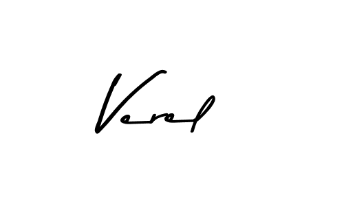 Make a beautiful signature design for name Verel. With this signature (Asem Kandis PERSONAL USE) style, you can create a handwritten signature for free. Verel signature style 9 images and pictures png