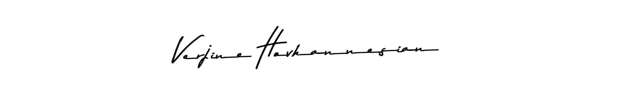 How to make Verjine Hovhannesian name signature. Use Asem Kandis PERSONAL USE style for creating short signs online. This is the latest handwritten sign. Verjine Hovhannesian signature style 9 images and pictures png