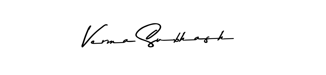 Create a beautiful signature design for name Verma Subhash. With this signature (Asem Kandis PERSONAL USE) fonts, you can make a handwritten signature for free. Verma Subhash signature style 9 images and pictures png