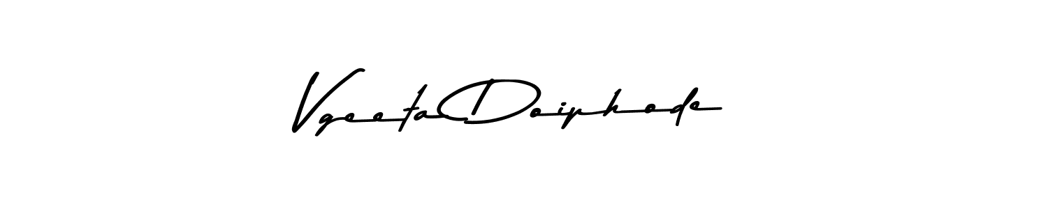 How to make Vgeeta Doiphode name signature. Use Asem Kandis PERSONAL USE style for creating short signs online. This is the latest handwritten sign. Vgeeta Doiphode signature style 9 images and pictures png