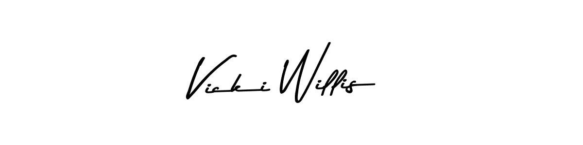 How to make Vicki Willis name signature. Use Asem Kandis PERSONAL USE style for creating short signs online. This is the latest handwritten sign. Vicki Willis signature style 9 images and pictures png