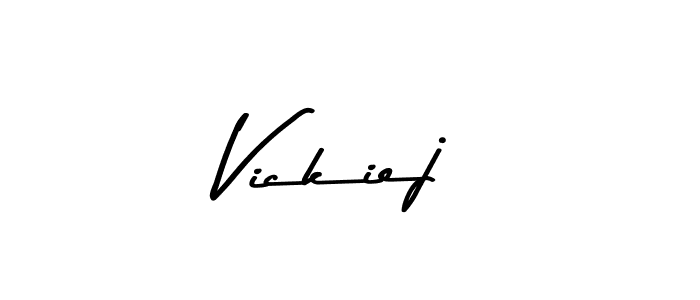 Create a beautiful signature design for name Vickiej. With this signature (Asem Kandis PERSONAL USE) fonts, you can make a handwritten signature for free. Vickiej signature style 9 images and pictures png