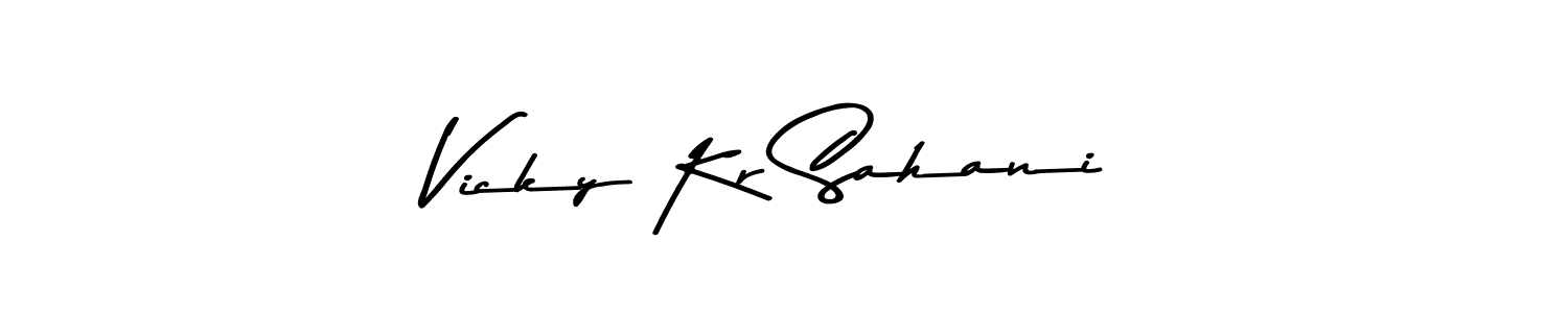 Create a beautiful signature design for name Vicky Kr Sahani. With this signature (Asem Kandis PERSONAL USE) fonts, you can make a handwritten signature for free. Vicky Kr Sahani signature style 9 images and pictures png