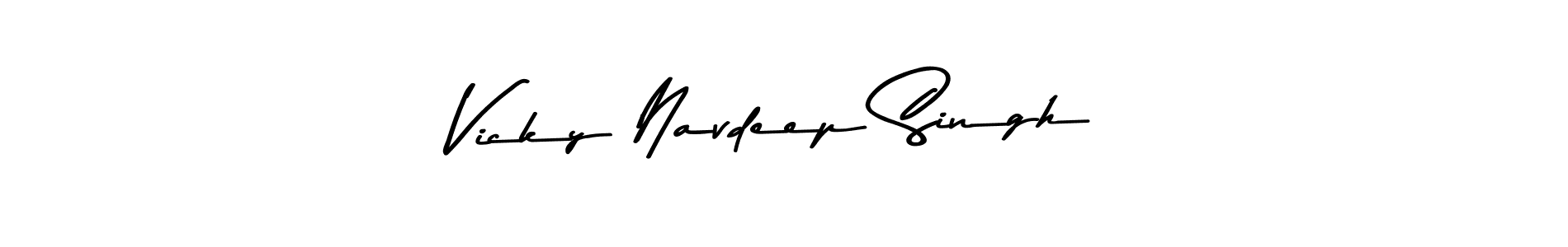 Create a beautiful signature design for name Vicky Navdeep Singh. With this signature (Asem Kandis PERSONAL USE) fonts, you can make a handwritten signature for free. Vicky Navdeep Singh signature style 9 images and pictures png