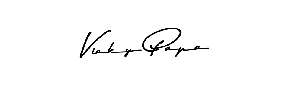 Create a beautiful signature design for name Vicky Papa. With this signature (Asem Kandis PERSONAL USE) fonts, you can make a handwritten signature for free. Vicky Papa signature style 9 images and pictures png