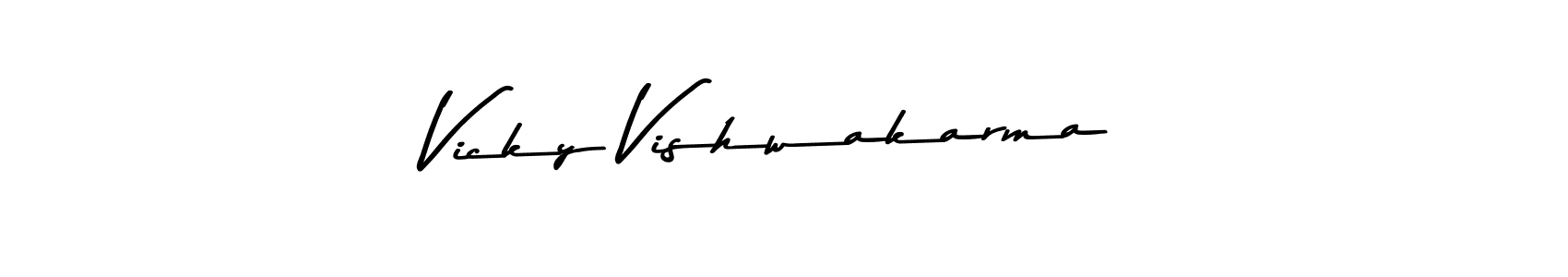 Create a beautiful signature design for name Vicky Vishwakarma. With this signature (Asem Kandis PERSONAL USE) fonts, you can make a handwritten signature for free. Vicky Vishwakarma signature style 9 images and pictures png