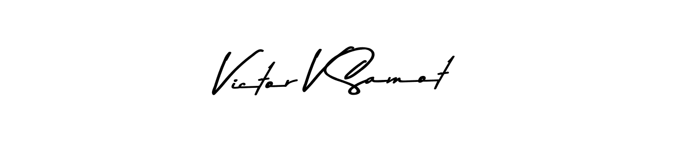 How to make Victor V Samot name signature. Use Asem Kandis PERSONAL USE style for creating short signs online. This is the latest handwritten sign. Victor V Samot signature style 9 images and pictures png