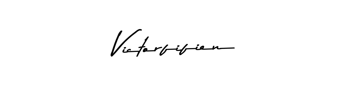 How to make Victorfifien name signature. Use Asem Kandis PERSONAL USE style for creating short signs online. This is the latest handwritten sign. Victorfifien signature style 9 images and pictures png
