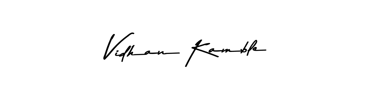 You should practise on your own different ways (Asem Kandis PERSONAL USE) to write your name (Vidhan Kamble) in signature. don't let someone else do it for you. Vidhan Kamble signature style 9 images and pictures png