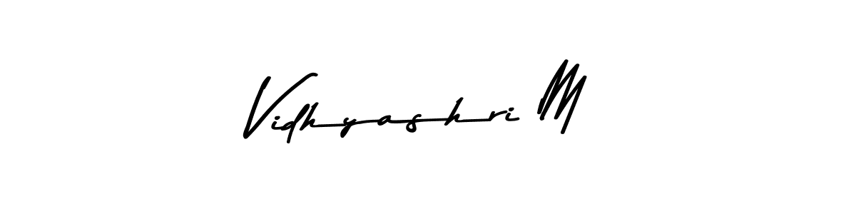 Make a beautiful signature design for name Vidhyashri M. With this signature (Asem Kandis PERSONAL USE) style, you can create a handwritten signature for free. Vidhyashri M signature style 9 images and pictures png