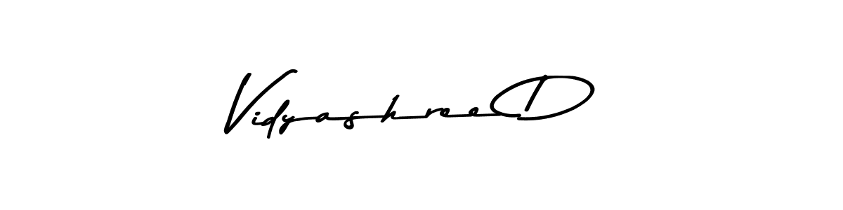 Make a beautiful signature design for name Vidyashree D. With this signature (Asem Kandis PERSONAL USE) style, you can create a handwritten signature for free. Vidyashree D signature style 9 images and pictures png
