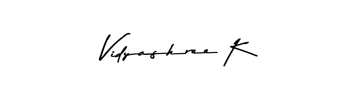 How to make Vidyashree K name signature. Use Asem Kandis PERSONAL USE style for creating short signs online. This is the latest handwritten sign. Vidyashree K signature style 9 images and pictures png