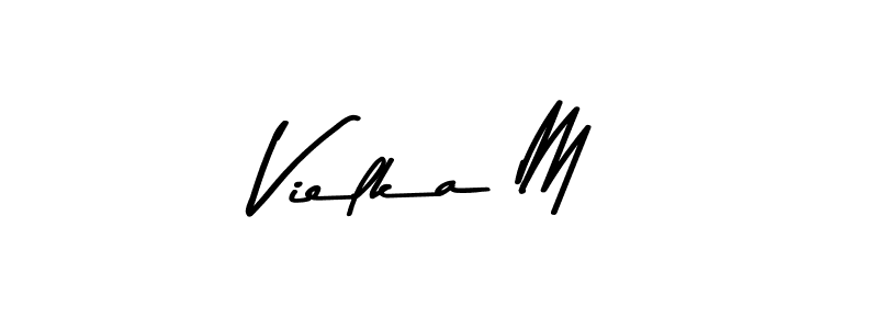 Asem Kandis PERSONAL USE is a professional signature style that is perfect for those who want to add a touch of class to their signature. It is also a great choice for those who want to make their signature more unique. Get Vielka M name to fancy signature for free. Vielka M signature style 9 images and pictures png