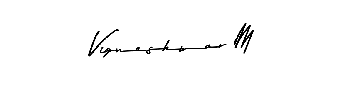 if you are searching for the best signature style for your name Vigneshwar M. so please give up your signature search. here we have designed multiple signature styles  using Asem Kandis PERSONAL USE. Vigneshwar M signature style 9 images and pictures png