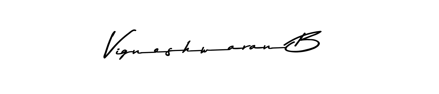 How to make Vigneshwaran B name signature. Use Asem Kandis PERSONAL USE style for creating short signs online. This is the latest handwritten sign. Vigneshwaran B signature style 9 images and pictures png
