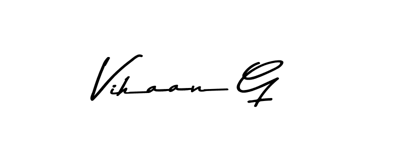 How to make Vihaan G name signature. Use Asem Kandis PERSONAL USE style for creating short signs online. This is the latest handwritten sign. Vihaan G signature style 9 images and pictures png