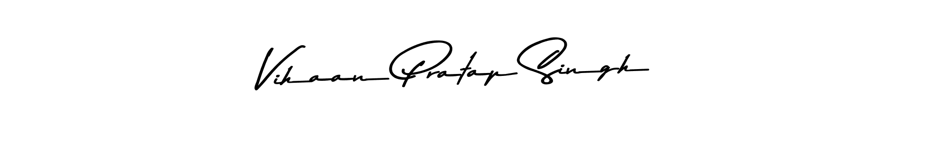 How to make Vihaan Pratap Singh name signature. Use Asem Kandis PERSONAL USE style for creating short signs online. This is the latest handwritten sign. Vihaan Pratap Singh signature style 9 images and pictures png
