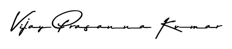 Get inspired by this graceful Asem Kandis PERSONAL USE signature style for name Vijay Prasanna Kumar. Smooth loops and balanced proportions for everyday use. Vijay Prasanna Kumar signature style 9 images and pictures png