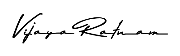 A dynamic signature style for Vijaya Ratnam using Asem Kandis PERSONAL USE script. Designed to look authentic, handwritten, and professional. Vijaya Ratnam signature style 9 images and pictures png