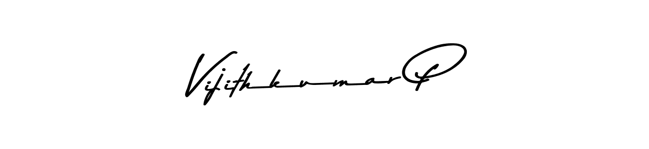 How to make Vijithkumar P name signature. Use Asem Kandis PERSONAL USE style for creating short signs online. This is the latest handwritten sign. Vijithkumar P signature style 9 images and pictures png