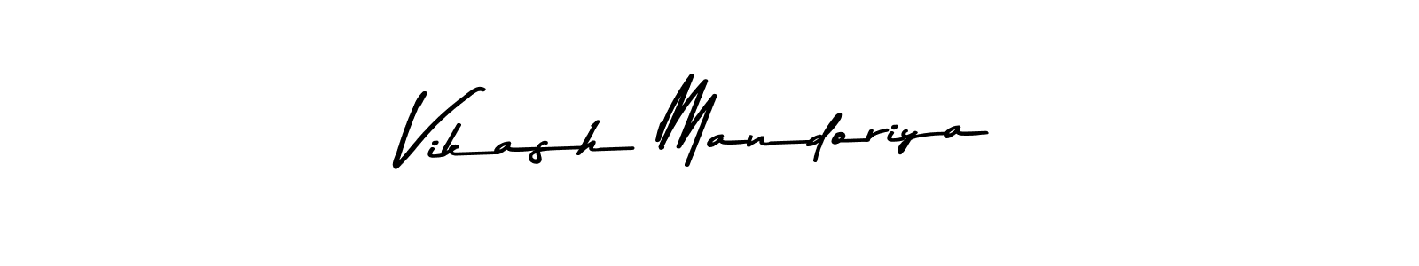 How to make Vikash Mandoriya name signature. Use Asem Kandis PERSONAL USE style for creating short signs online. This is the latest handwritten sign. Vikash Mandoriya signature style 9 images and pictures png