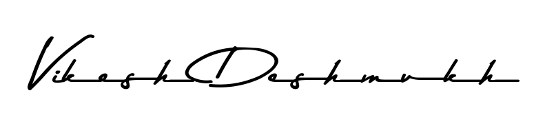 The Asem Kandis PERSONAL USE font transforms the name Vikesh Deshmukh into an executive sign with sharp precision and distinguished character. Vikesh Deshmukh signature style 9 images and pictures png