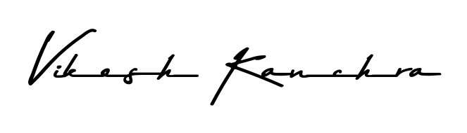 A sleek calligraphic signature for name Vikesh Kanchra utilizing Asem Kandis PERSONAL USE styling. Great for adding personal signatures to photos and art. Vikesh Kanchra signature style 9 images and pictures png