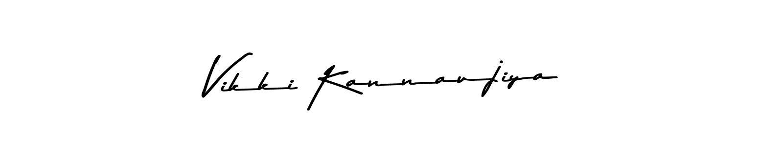 How to make Vikki Kannaujiya name signature. Use Asem Kandis PERSONAL USE style for creating short signs online. This is the latest handwritten sign. Vikki Kannaujiya signature style 9 images and pictures png