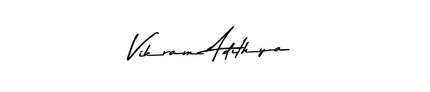 Create a beautiful signature design for name Vikram Adithya. With this signature (Asem Kandis PERSONAL USE) fonts, you can make a handwritten signature for free. Vikram Adithya signature style 9 images and pictures png