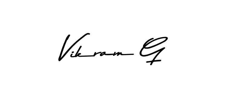 Make a beautiful signature design for name Vikram G. With this signature (Asem Kandis PERSONAL USE) style, you can create a handwritten signature for free. Vikram G signature style 9 images and pictures png