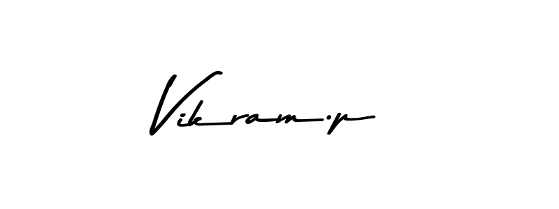 Create a beautiful signature design for name Vikram.p. With this signature (Asem Kandis PERSONAL USE) fonts, you can make a handwritten signature for free. Vikram.p signature style 9 images and pictures png