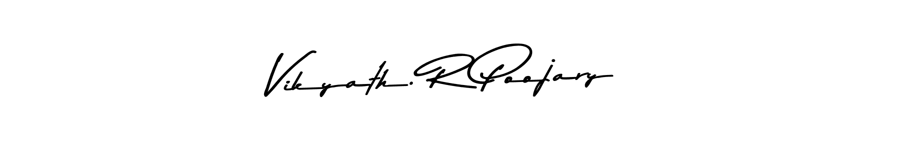 The best way (Asem Kandis PERSONAL USE) to make a short signature is to pick only two or three words in your name. The name Vikyath. R Poojary include a total of six letters. For converting this name. Vikyath. R Poojary signature style 9 images and pictures png