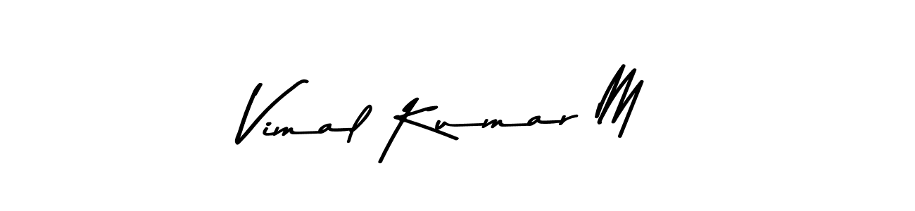 The best way (Asem Kandis PERSONAL USE) to make a short signature is to pick only two or three words in your name. The name Vimal Kumar M include a total of six letters. For converting this name. Vimal Kumar M signature style 9 images and pictures png