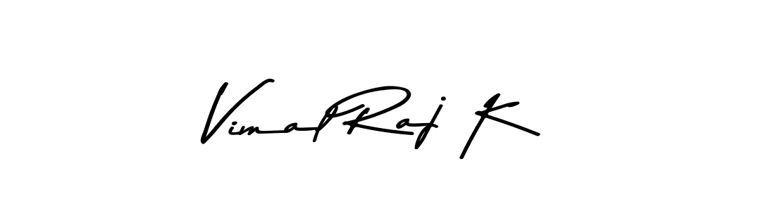 How to make Vimal Raj K name signature. Use Asem Kandis PERSONAL USE style for creating short signs online. This is the latest handwritten sign. Vimal Raj K signature style 9 images and pictures png